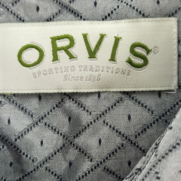 Orvis Button Down Shirt Womens Size 12 Gray Triangle Pattern Long Sleeve Shirt - Picture 3 of 8